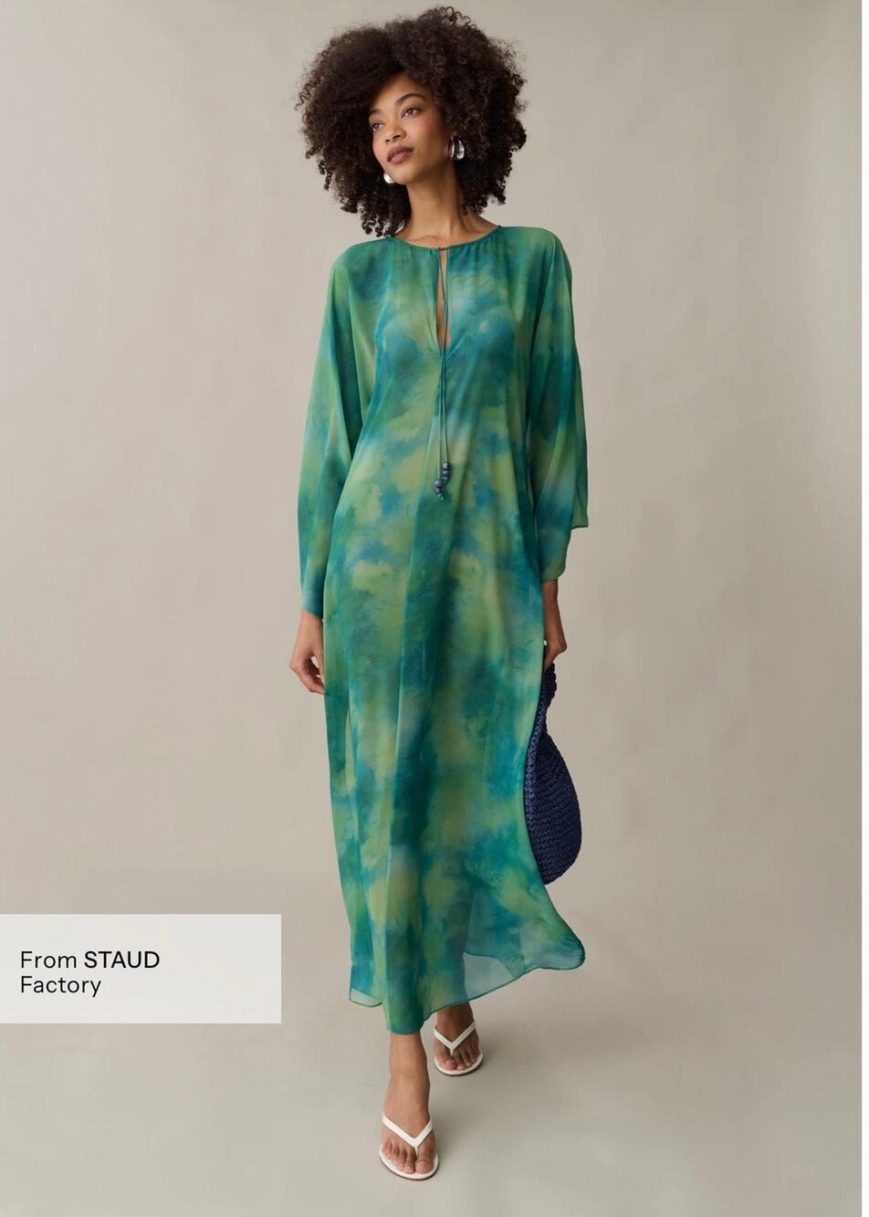 o.p.t Ramona Coverup Elegant Dress Multi Water Color Green and Blue Liquid
